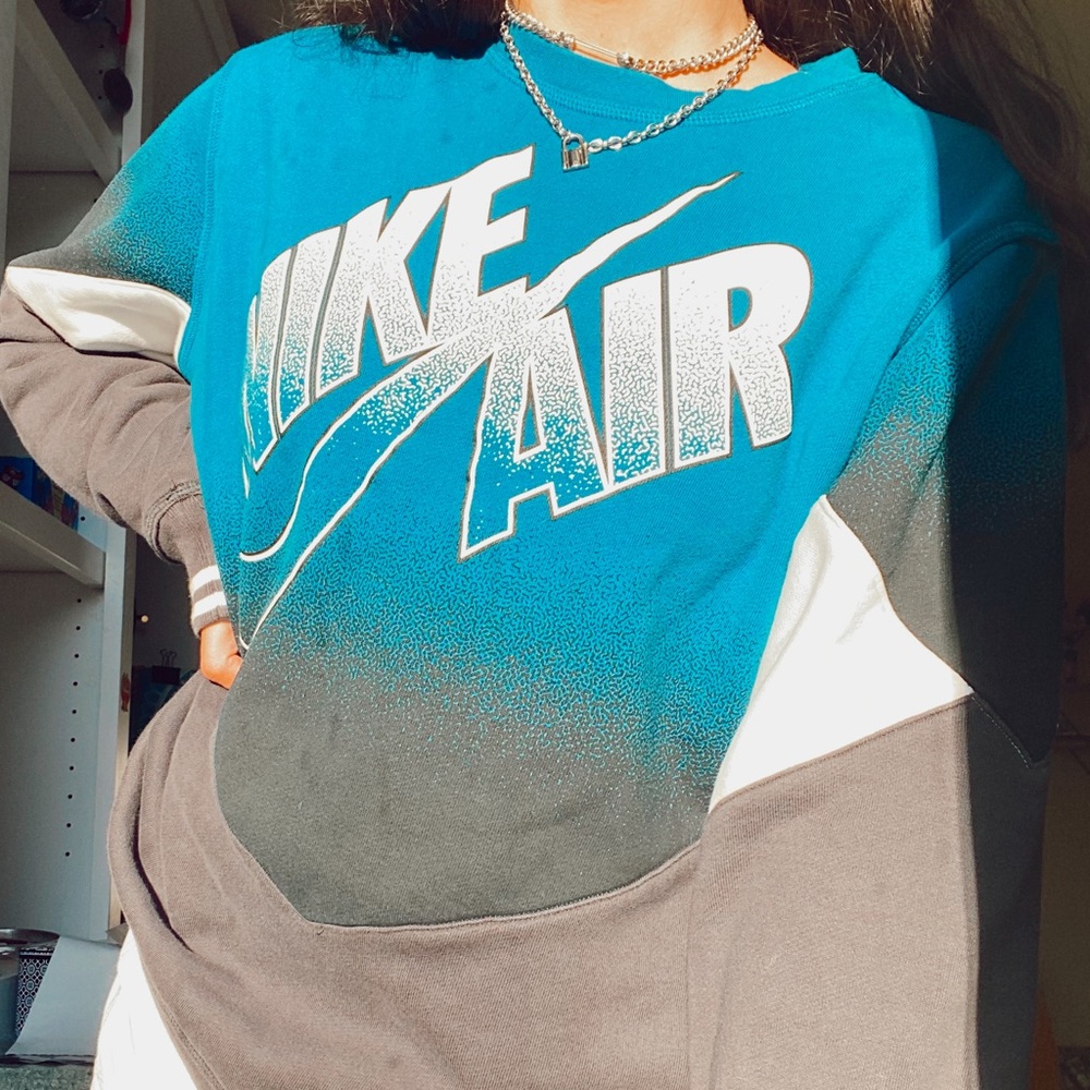 vintage blue and black nike air crewneck